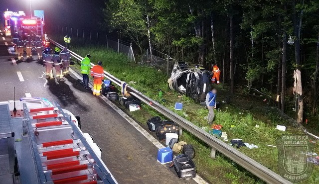 Prometna nesreča na avtocesti, foto: GB Maribor Prometna nesreča na avtocesti, foto: GB Maribor