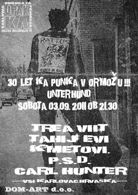 30 let KA punka v Ormožu: Carl Hunter, P.S.D., Tahijevi kmetovi, Treavitt