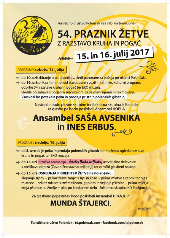 54. praznik žetve z rastavo kruha in pogač - Polenšak