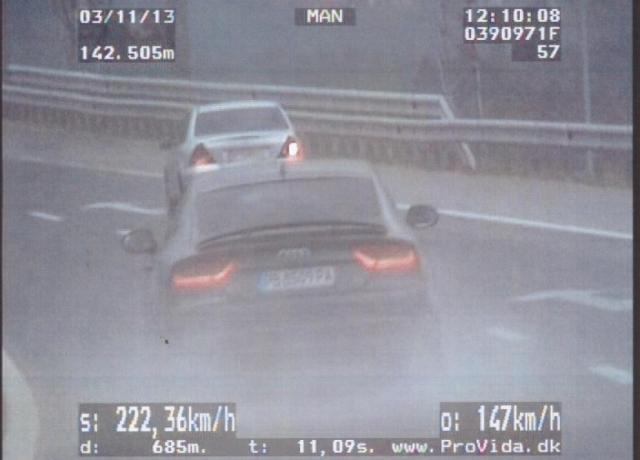Na razdalji 685 metrov je vozil s povprečno hitrostjo 222,36 km/h, foto: PPP Maribor Na razdalji 685 metrov je vozil s povprečno hitrostjo 222,36 km/h, foto: PPP Maribor