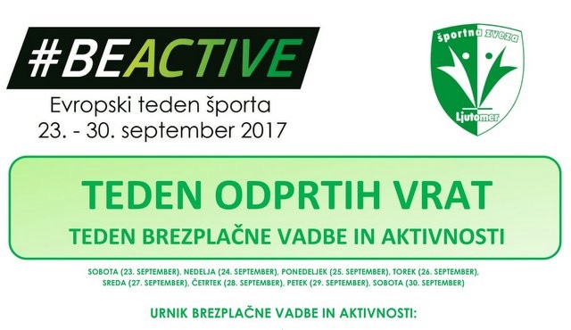 Teden odprtih vrat – teden brezplačne vadbe in aktivnosti