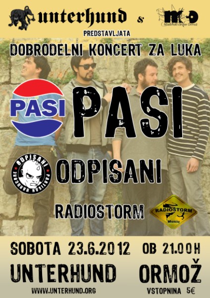 Dobrodelni koncert za Luka: Pasi, Odpisani, Radiostorm