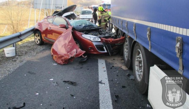 Prometna nesreča na avtocesti A1, Maribor - Šentilj, foto: Gasilska brigada Maribor