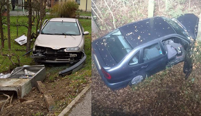 En voznik je podrl elektro omarico, drugi se je zaletel v drevo, foto: PGD Gornja Radgona