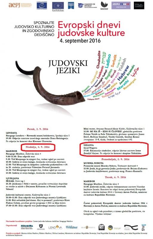 EVROPSKI DAN JUDOVSKE KULTURE 2016 V GRADU NEGOVA