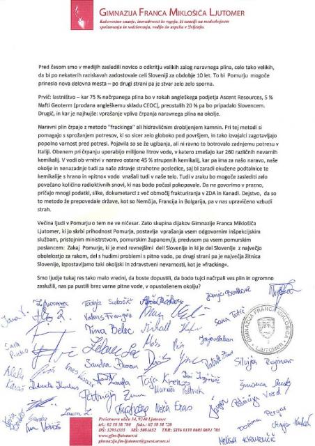 Dokument z vprašanjem, ki so ga podpisali dijaki Dokument z vprašanjem, ki so ga podpisali dijaki