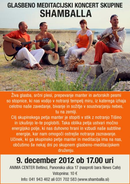 Glasbeno meditacijski koncert skupine Shamballa 