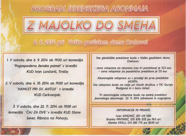 JESENSKI ABONMA Z MAJOLKO DO SMEHA