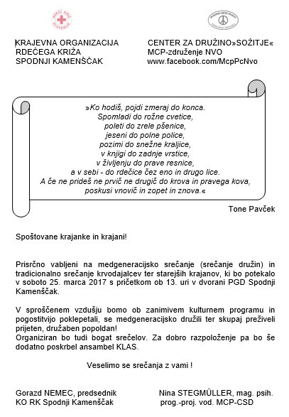 Medgeneracijsko srečanje na Sp. Kamenščaku