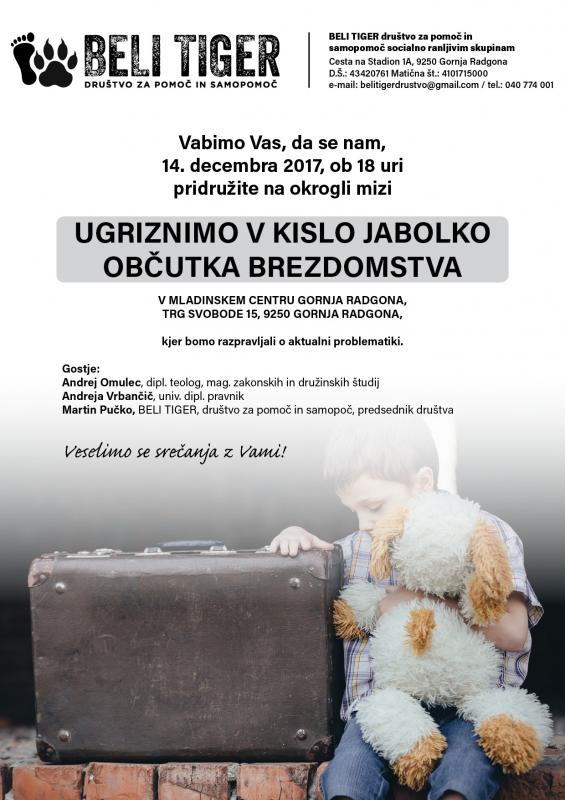 Okrogla miza: Ugriznimo v kislo jabolko občutka brezdomstva