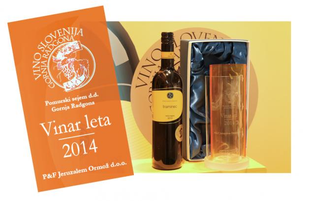 Letošnji prejemnik prestižnega naslova Vinar leta 2014 je vinska klet P&F Jeruzalem Ormož Letošnji prejemnik prestižnega naslova Vinar leta 2014 je vinska klet P&F Jeruzalem Ormož