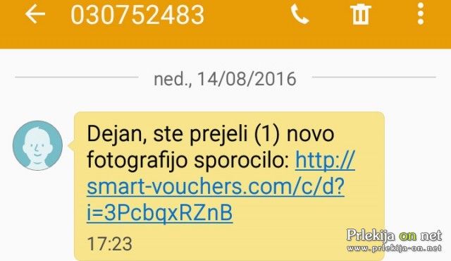 Povezave v SMS sporočilu ne odpirajte Povezave v SMS sporočilu ne odpirajte