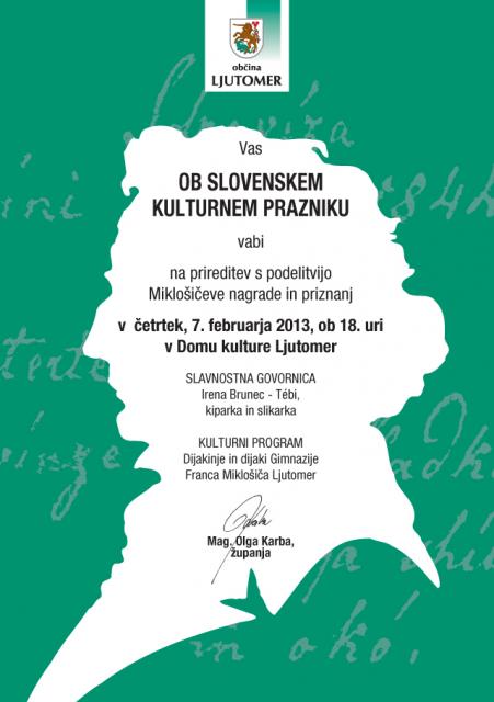 Prireditev ob slovenskem kulturnem prazniku