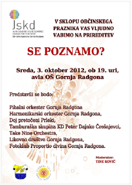 Prireditev bo v sredo, 3. oktobra, ob 19. uri, v avli Osnovne šole Gornja Radgona Prireditev bo v sredo, 3. oktobra, ob 19. uri, v avli Osnovne šole Gornja Radgona