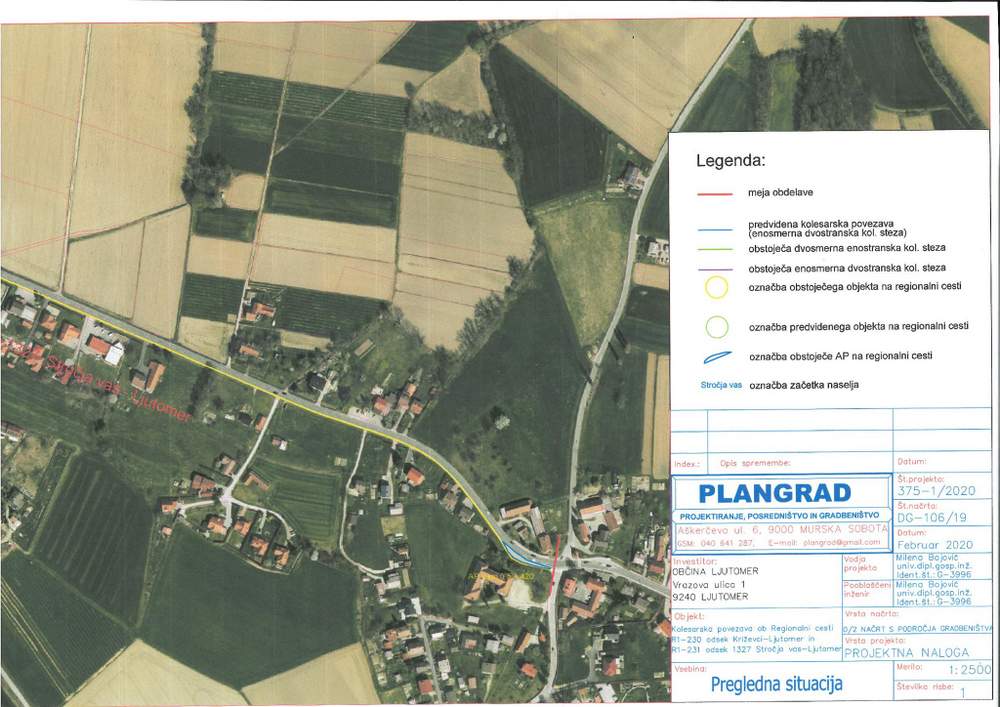 Projektna naloga za ureditev kolesarske povezave Ljutomer - Stročja vas