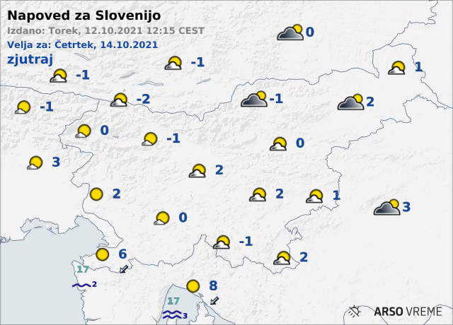 Napovedane temperature