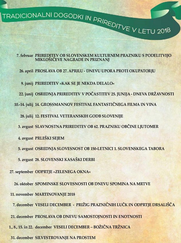 Prireditve 2018 Prireditve 2018