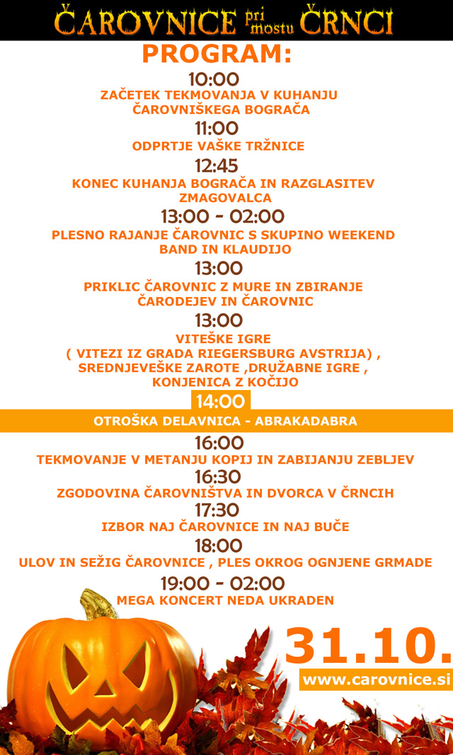 Program čarovnice Črnci 2014