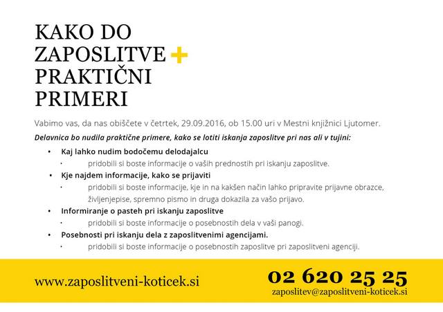 Zaposlitveni kotiček Zaposlitveni kotiček