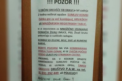 Plakat, ki opozarja na nevarnost