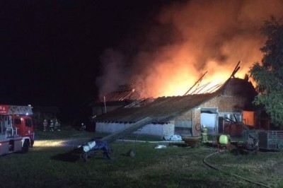 Požar poslopja, foto: PGD Sveta Trojica in Gornja Radgona