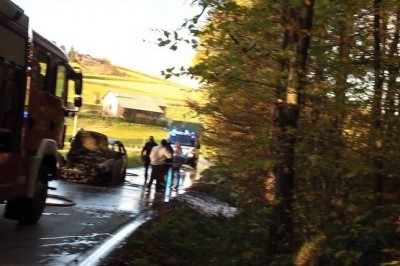 Požar osebnega vozila v Velikem Brebrovniku, foto: PGD Ormož