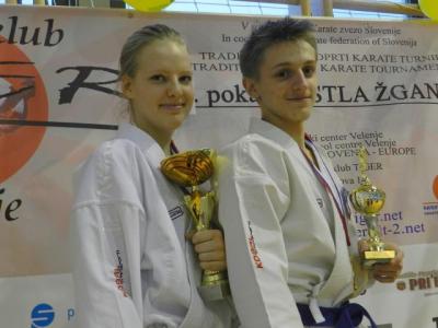 Sara in Aleš po zmagi na mednarodnem turnirju 2.2.2014 v Velenju, foto: J. Korošec