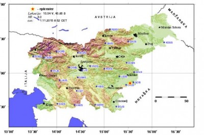 Epicenter potresa z magnitudo 4,2 je bil 7 km jugozahodno od Brežic, foto: ARSO