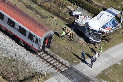 Trčenje potniškega vlaka in tovornega vozila