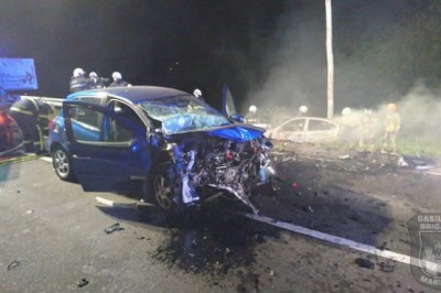 Prometna nesreča med Šentiljem in Tratami, foto: Gasilska brigada Maribor