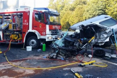 Prometna nesreča na avtocesti, foto: Gasilska brigada Maribor