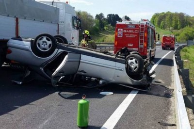 Prometna nesreča na avtocesti, foto: PGD Gornja Radgona