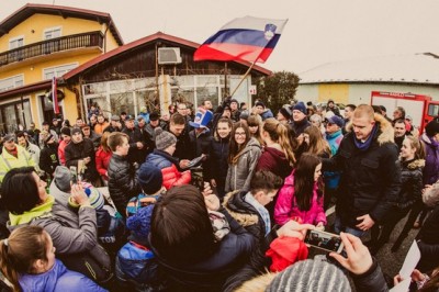 Sprejem Marka Bezjaka in Mateja Gabra