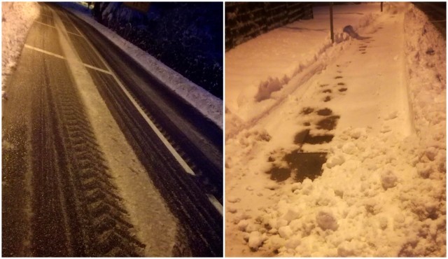 Očiščena cesta in pločnik Očiščena cesta in pločnik