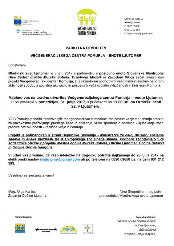 Uradna otvoritev VGC Pomurja - enota Ljutomer