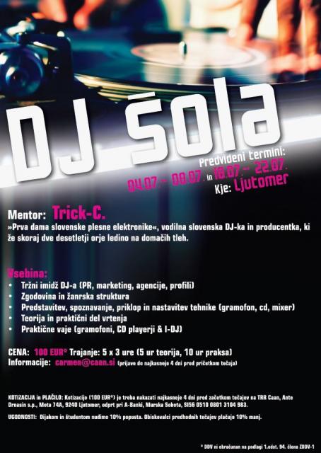 V poletnih mesecih DJ šola in šola Osnove produkcije pri nas