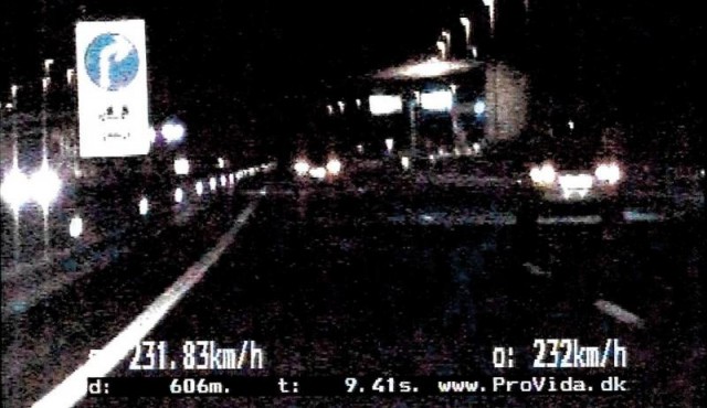 Na razdalji 606 metrov je vozil s povprečno hitrostjo 231,83 km/h, foto: PPP Maribor Na razdalji 606 metrov je vozil s povprečno hitrostjo 231,83 km/h, foto: PPP Maribor