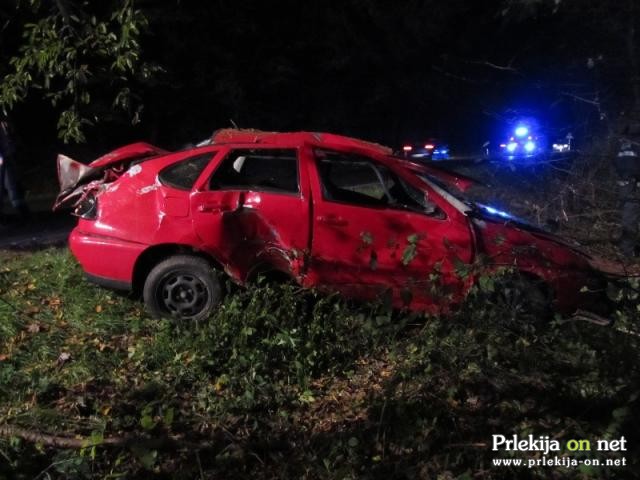 Zapeljal s ceste in trčil v drevo